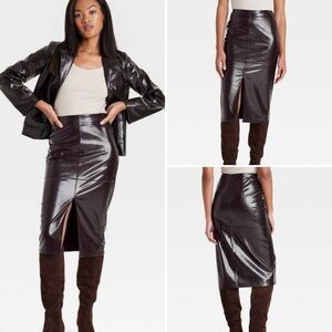 Faux Leather Midi Skirt - A New Day